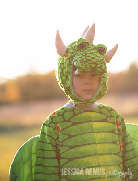 boy in dragon costume forest la grange