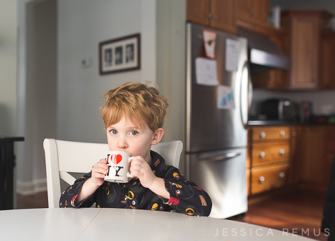 child drinking from mug home lifestyle session
